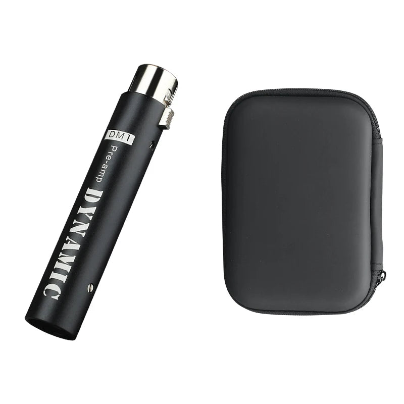DM1 microphone -28dB preamplifier, plug and play and noise cancelling, for dynamic microphones and 48V phantom power supply