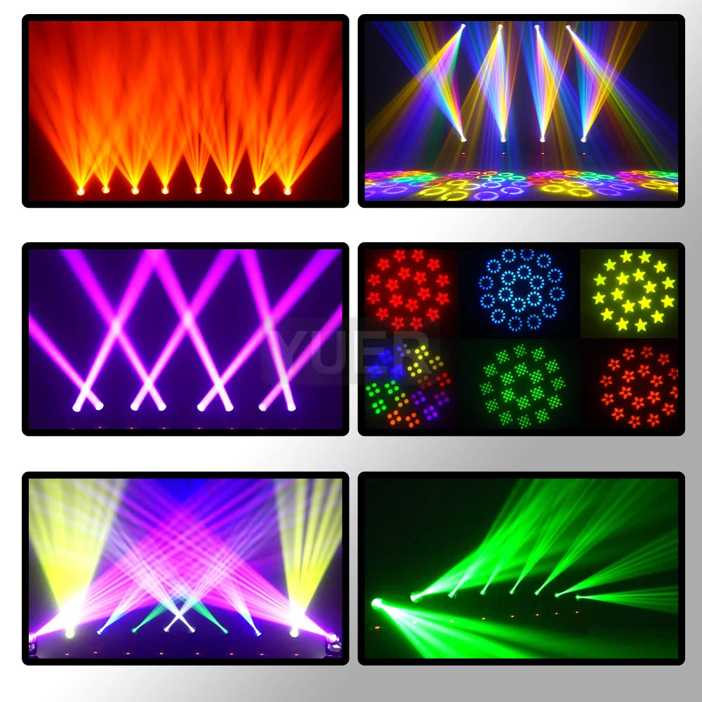 1/2/4Pcs 200W LED Beam Moving Head Light With Ring 6+12 Prisms 7 Gobos Rainbow Effect DMX For DJ Disco Party Bar Stage Lighting