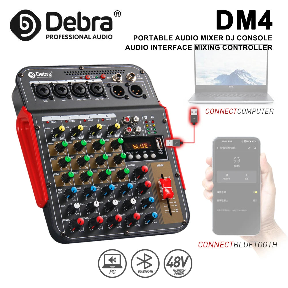 Debra 6-channel audio mixer with 48V phantom power