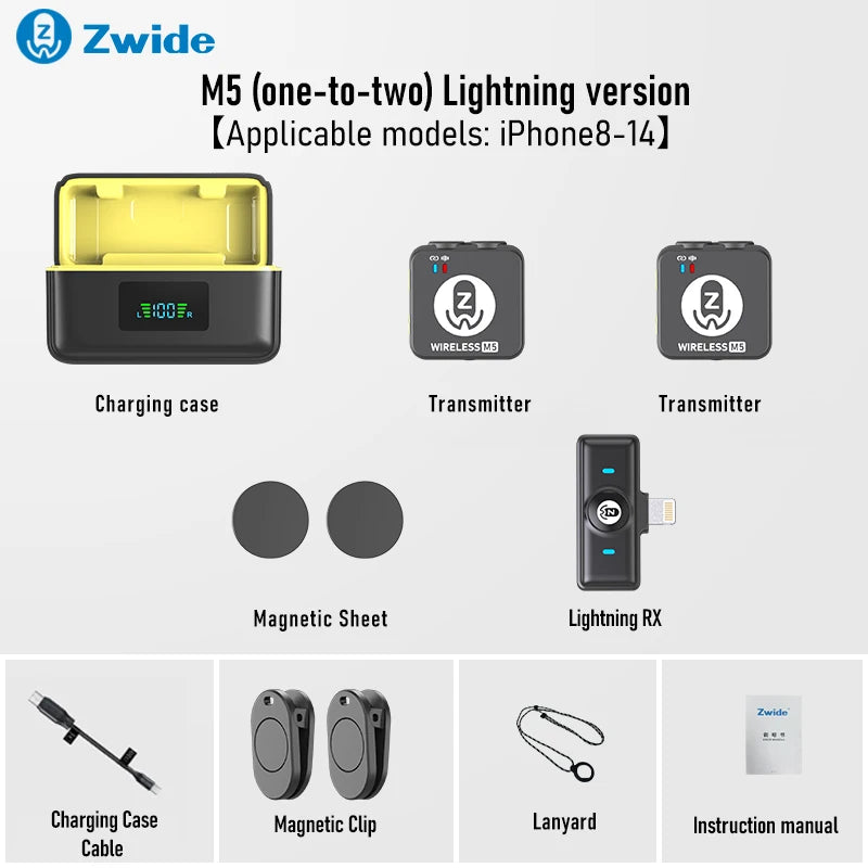 Zwide M5 small square wireless lavalier microphone