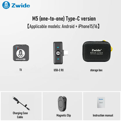 Zwide M5 small square wireless lavalier microphone