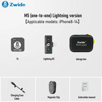 Zwide M5 small square wireless lavalier microphone