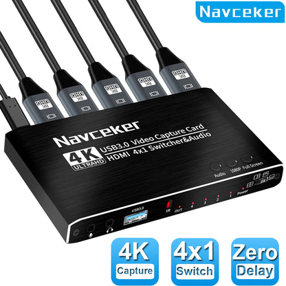 2023 4 Port 4K Video Capture Card USB