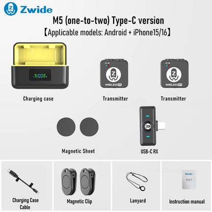Zwide M5 small square wireless lavalier microphone