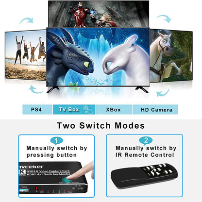 2023 4 Port 4K Video Capture Card USB