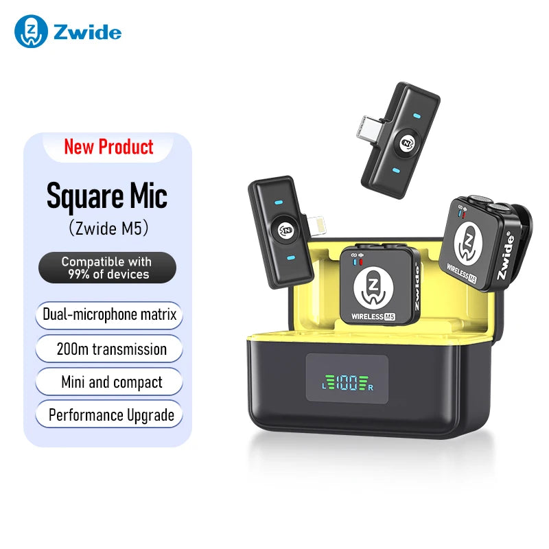 Zwide M5 small square wireless lavalier microphone