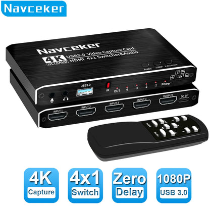 2023 4 Port 4K Video Capture Card USB