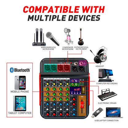 Debra 6-channel audio mixer with 48V phantom power