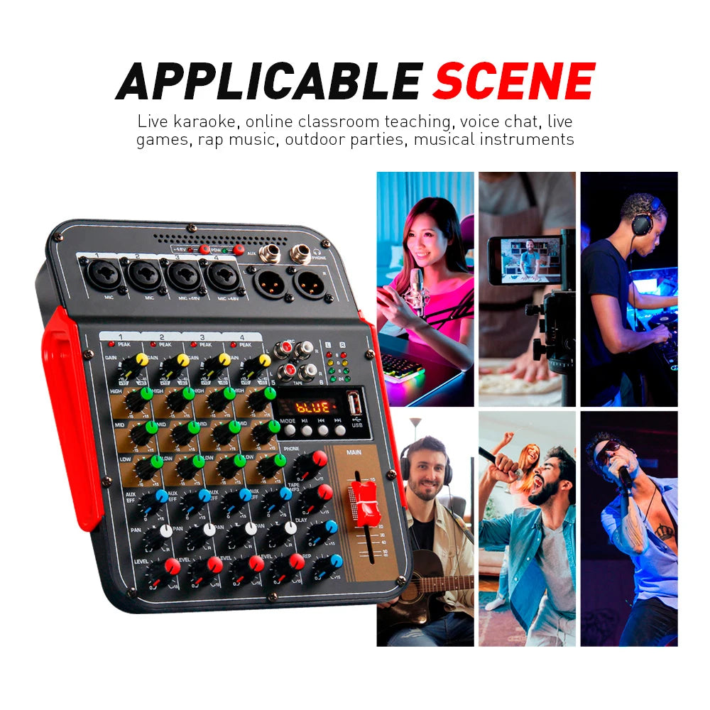 Debra 6-channel audio mixer with 48V phantom power